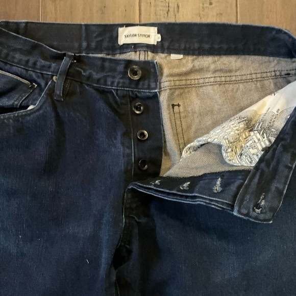 Taylor Stitch Mens Democratic Blue Dark Wash Denim Jeans - Picture 6 of 14
